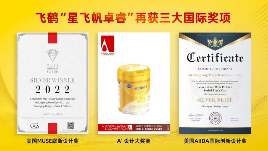 飞鹤星飞帆卓睿再获三个国际大奖